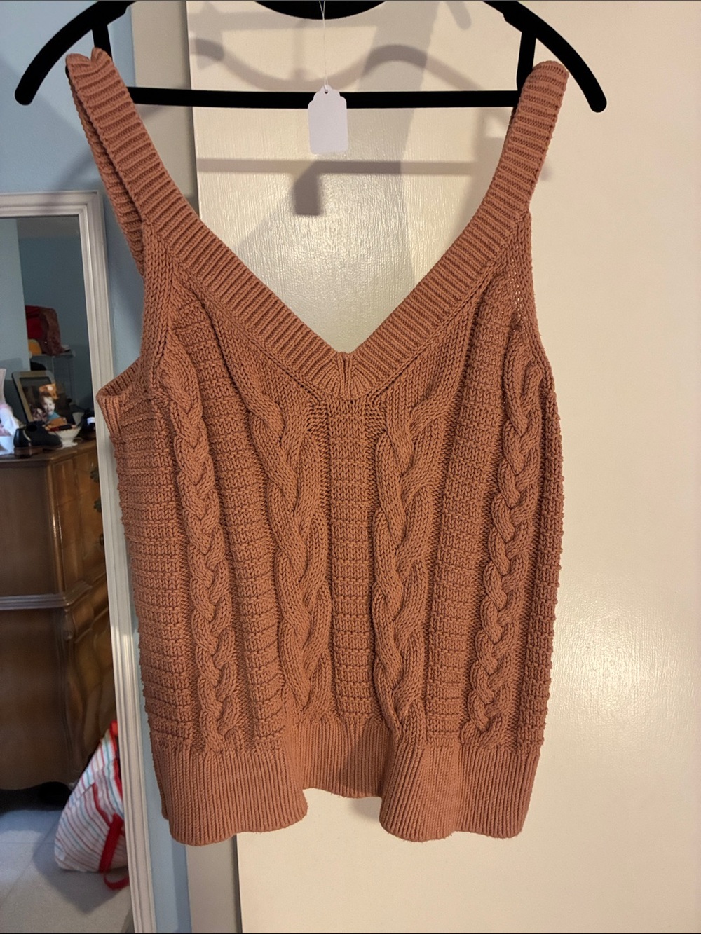 Banana Republic Cable Knit V-Neck Tank Sweater - Pink Sand